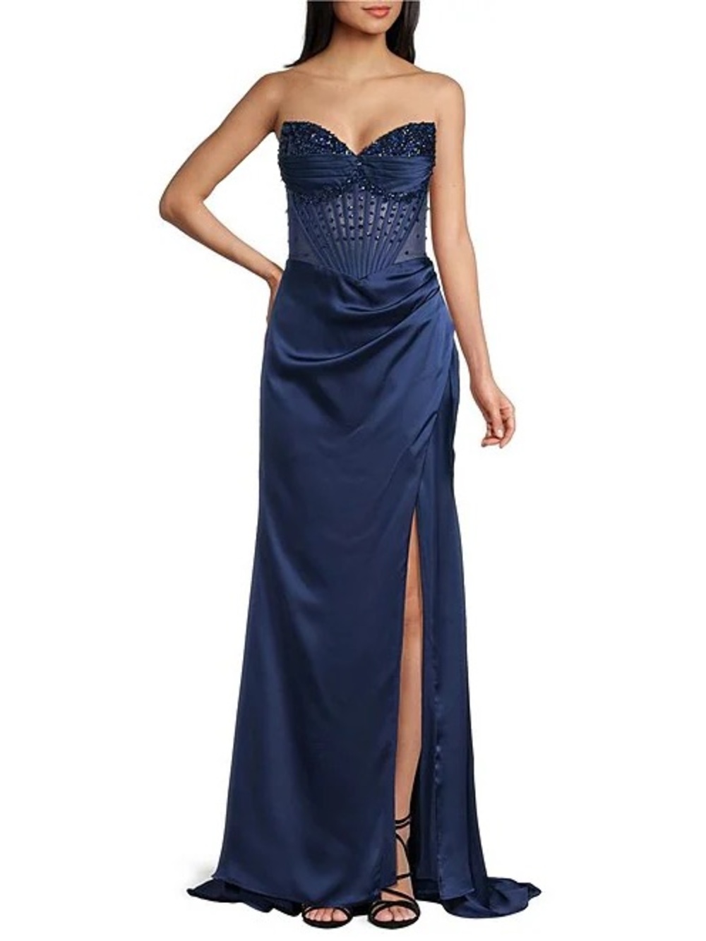 Navy Strapless Gown